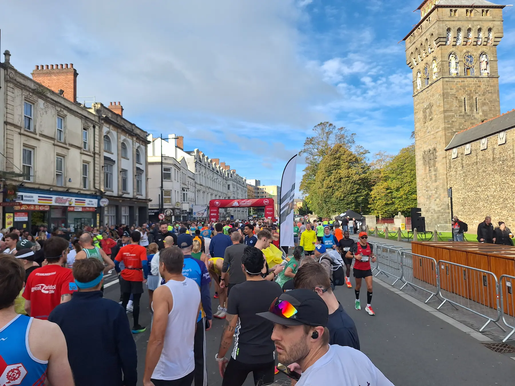 Runners on a UK road race course